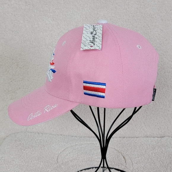 Costa Rica Pink Embroidered Patriotic Ball Cap By Mega Sport NEW - Picture 3 of 11